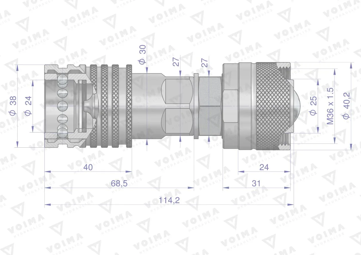 Redukcja ZSR (50493REDUKCJA) wtyczka/gniazdo EURO PUSH-PULL skręcane VOIMA (opakowanie 10szt) - obrazek 3