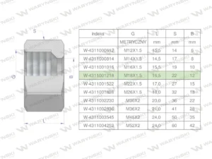 Nakrętka hydrauliczna metryczna (M12L) M18x1.5 12L Waryński ( sprzedawane po 20 )