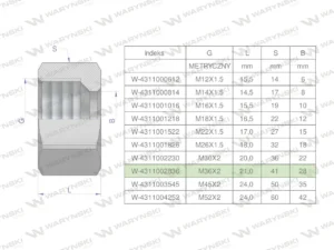 Nakrętka hydrauliczna metryczna (M28L) M36x2 28L Waryński ( sprzedawane po 5 )