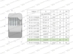 Nakrętka hydrauliczna metryczna (M35L) M45x2 35L Waryński ( sprzedawane po 2 )