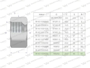 Nakrętka hydrauliczna metryczna (M42L) M52x2 42L Waryński ( sprzedawane po 2 )