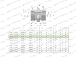 Złączka hydrauliczna metryczna BB M16x1.5 10L (XG) Waryński ( sprzedawane po 10 )