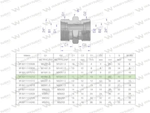 Złączka hydrauliczna metryczna BB M18x1.5 12L (XG) Waryński ( sprzedawane po 10 )