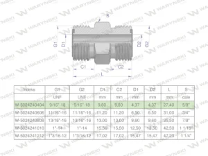 Złączka hydrauliczna calowa BB 9/16" ORFS (UNF) ORFS (UNF) Waryński ( sprzedawane po 2 )
