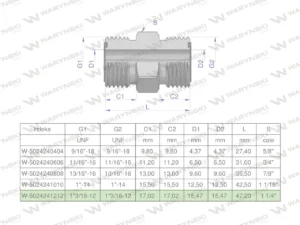 Złączka hydrauliczna calowa BB 1 3/16" ORFS (UNF) Waryński