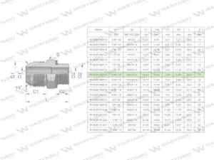 Przyłączka hydrauliczna BB 9/16"UNF (JIC) x M12x1.5 (XGE) Waryński ( sprzedawane po 2 )