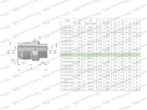 Przyłączka hydrauliczna BB 9/16"UNF (JIC) x M14x1.5 (XGE) Waryński ( sprzedawane po 2 )