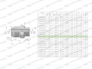 Przyłączka hydrauliczna BB 9/16"UNF (JIC) x M16x1.5 (XGE) Waryński ( sprzedawane po 2 )