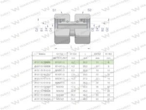 Złączka hydrauliczna metryczna AA M12x1.5 06L Waryński ( sprzedawane po 5 )
