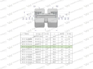 Złączka hydrauliczna metryczna AA 18/18 M18x1.5 12L Waryński ( sprzedawane po 5 )