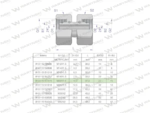 Złączka hydrauliczna metryczna AA M22x1.5 15L Waryński ( sprzedawane po 5 )
