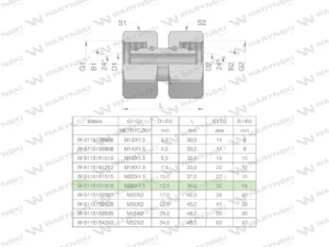 Złączka hydrauliczna metryczna AA M26x1.5 18L Waryński
