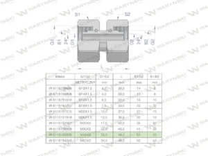Złączka hydrauliczna metryczna AA M45x2 35L Waryński