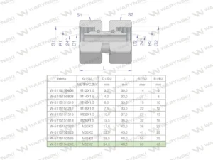 Złączka hydrauliczna metryczna AA M52x2 42L Waryński