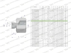 Tulejka różnicowa hydrauliczna calowa AB 3/8"GZ x 1/4"GW BSP Waryński ( sprzedawane po 2 )
