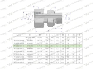 Przyłączka hydrauliczna AB (EVGE) M16x1.5 10L x 1/4" BSP ED Waryński ( sprzedawane po 2 )
