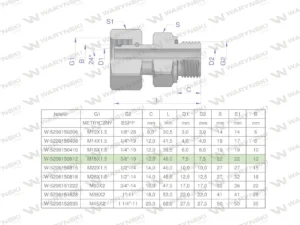 Przyłączka hydrauliczna AB (EVGE) M18x1.5 12L x 3/8" BSP ED Waryński ( sprzedawane po 2 )