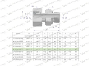 Przyłączka hydrauliczna AB (EVGE) M22x1.5 15L x 1/2" BSP ED Waryński ( sprzedawane po 2 )