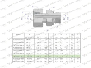 Przyłączka hydrauliczna AB (EVGE) M30x2 22L x 3/4" BSP ED Waryński