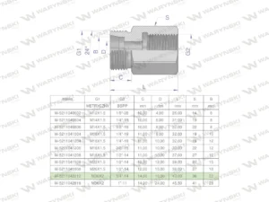 Tulejka różnicowa hydrauliczna AB M30x2 22L GZ x 3/4" BSP GW Waryński
