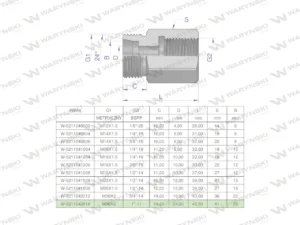 Tulejka różnicowa hydrauliczna AB M36x2 28L GZ x 1" BSP GW Waryński