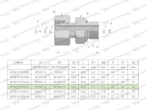Przyłączka hydrauliczna metryczna AB (EVGE) M18x1.5 12L x M16x1.5 ED Waryński ( sprzedawane po 2 )
