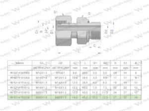 Przyłączka hydrauliczna metryczna AB (EVGE) M26x1.5 18L x M22x1.5 ED Waryński ( sprzedawane po 2 )