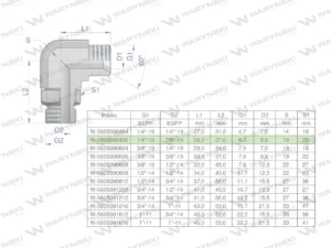 Kolanko hydrauliczne nastawne calowe BB 1/4" x 3/8" BSP z regulacją Waryński
