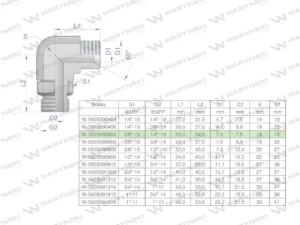 Kolanko hydrauliczne nastawne calowe BB 3/8" x 1/4" BSP z regulacją Waryński