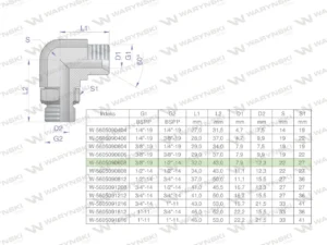 Kolanko hydrauliczne nastawne calowe BB 3/8" x 1/2" BSP z regulacją Waryński