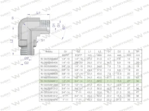 Kolanko hydrauliczne nastawne calowe BB 1/2" x 3/4" BSP z regulacją Waryński