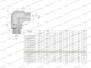 Kolanko hydrauliczne nastawne calowe BB 3/4" x 1/2" BSP z regulacją Waryński