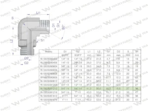 Kolanko hydrauliczne nastawne calowe BB 3/4" x 3/4" BSP z regulacją Waryński