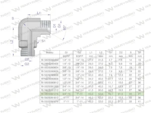 Kolanko hydrauliczne nastawne calowe BB 3/4" x 1" BSP z regulacją Waryński