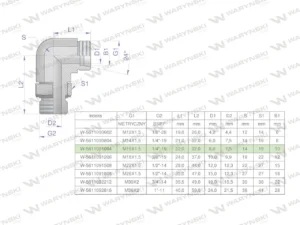 Kolanko hydrauliczne nastawne BB M16x1.5 10L x 1/4"BSP z regulacją Waryński ( sprzedawane po 2 )