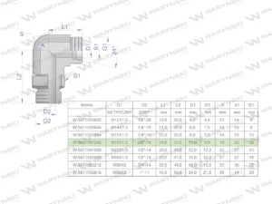 Kolanko hydrauliczne nastawne BB M18x1.5 12L x 3/8"BSP z regulacją Waryński ( sprzedawane po 2 )