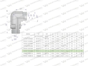 Kolanko hydrauliczne nastawne BB M26x1.5 18L x 1/2"BSP z regulacją Waryński
