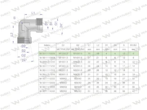 Kolanko hydrauliczne metryczne BB M12x1.5 06L (XW) Waryński ( sprzedawane po 5 )