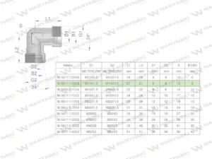 Kolanko hydrauliczne metryczne BB M14x1.5 08L (XW) Waryński ( sprzedawane po 5 )