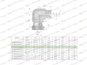 Kolanko hydrauliczne calowe AB 3/8" BSP Waryński