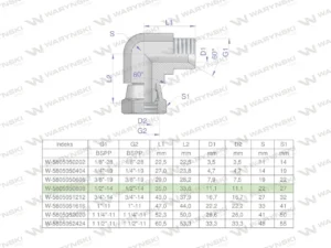 Kolanko hydrauliczne calowe AB 1/2" BSP Waryński