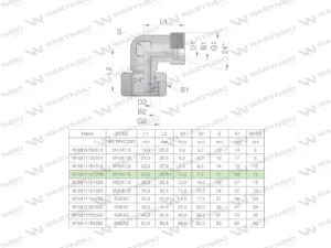 Kolanko hydrauliczne metryczne AB M18x1.5 12L (XEVW) Waryński ( sprzedawane po 5 )