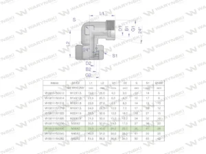 Kolanko hydrauliczne metryczne AB M36x2 28L (XEVW) Waryński