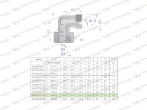 Kolanko hydrauliczne metryczne AB M45x2 35L (XEVW) Waryński