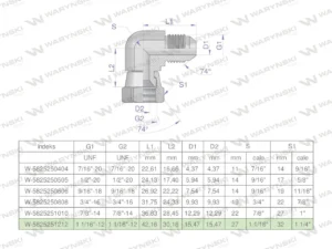Kolanko hydrauliczne calowe AB 1 1/16" UNF (JIC) Waryński