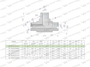 Trójnik hydrauliczny calowy BBB 1/4" BSP (XT) Waryński