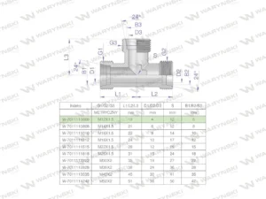 Trójnik hydrauliczny metryczny BBB M12x1.5 06L (XT) Waryński ( sprzedawane po 2 )