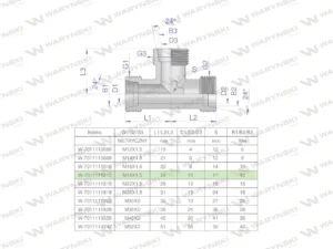 Trójnik hydrauliczny metryczny BBB M18x1.5 12L (XT) Waryński ( sprzedawane po 5 )