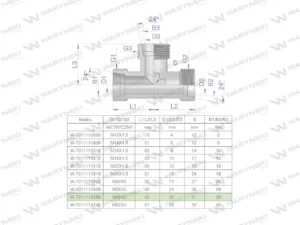 Trójnik hydrauliczny metryczny BBB M45x2 35L (XT) Waryński