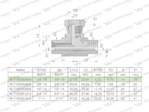 Trójnik hydrauliczny symetryczny calowy BAB 1/4" BSP (XEVT) Waryński